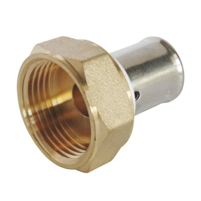 Image de SOMATHERM FOR YOU, Raccord à sertir écrou tournant 15/21 pour tube PER Ø20 Installation rapide et fiable, acier inoxydable, compatible avec profils H, U, RF, pression max 10 bars