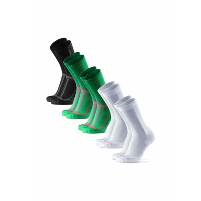 Image de DANISH ENDURANCE Lot de 3 ou 5 paires chaussettes course rembourrées Pour longues distances Anti ampoules homme et femme, Multicolore (1 noir/gris, 2 blancs, vert/orange), 43 47