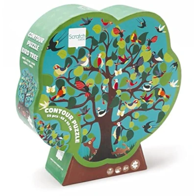 Image de Scratch Puzzle de Contour pour enfants a partir 3 ans 58 Pièces Motif Arbre à Oiseaux