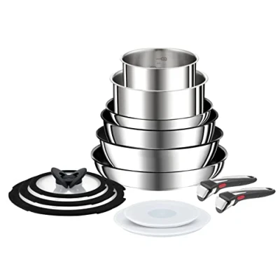 Image de Tefal Ingenio Preference ON L9749432 Lot de 13 poêles à induction antiadhésives 24 et 28 cm, casseroles 16 20 wok 26 casserole couvercles en verre