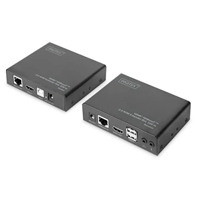 Image de DIGITUS DS 55505 Extender KVM HDMI (HDBaseT) UHD 4K/60 Hz 100 m via câble LAN (HDBaseT m) Kit : émetteur &amp; récepteur audio 1.4 HDCP 2.2 HDBaseT 2.0