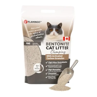 Image de Flamingo Litière pour Chats Parfum neutre Granulés de Charbon 12KG 10 SEMAINES Origine Canada neutralisent les odeurs désagréables douce pattes aussi chatons