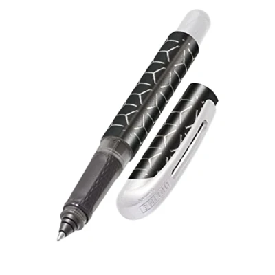Image de Online stylo roller ergonomique Argent │ pour l&#039;école et le lycée poignée souple gauchers droitiers cartouches d&#039;encre standard, rechargeables, couleur bleue stylos étudiants