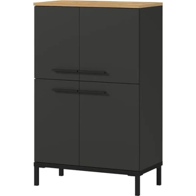 Image de Germania Commode 2643 549 GW Yonkers,en Graphite/Imitation chêne de Navarre, avec Quatre Portes, 60 x 97 34 cm (l h p)