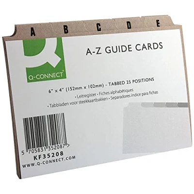Image de Q Connect Lot de 25 cartes guide A Z Buff 152 x 102 mm