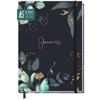 Image de paper&amp;you® Bullet journal dotted A5 avec élastique [Clair de lune] 156 pages carnet notes à pois, intime durable &amp; respectueux du climat