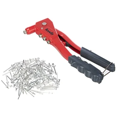 Image de kwb Set de pince à riveter, riveter y compris 100 rivets en aluminium, modèle lourd avec protection la poignée