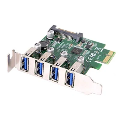 Image de Cablecc Adaptateur de carte d&#039;extension PCI Express à 4 ports E vers USB 3.0 HUB 5 Gbps pour mère