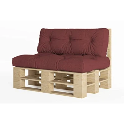 Image de chilly pilley Coussin De Palette EU Flocons Mousse pour Meublespalette Dossier Canapé Siège Latéral Ensemble Coussins Nombreuses (2er Set Rouge Foncé)