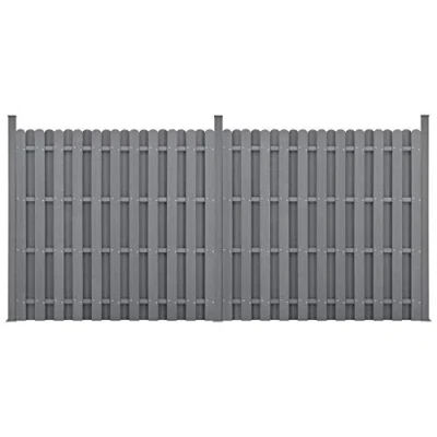 Image de NEU.HOLZ Kit de 2 Clôtures Barrière Brise Vue Vent Bois Composite (WPC) Gris 185 x 376 cm