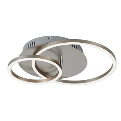 Image de BRILONER Leuchten Éclairage plafonnier LED, à intensité réglable avec fonction mémoire, 1 module LED pivotant, 30 Watt, 2 400 Lumen, 3 000 Kelvin, nickel mat, 390x300x80mm (LxlxH)