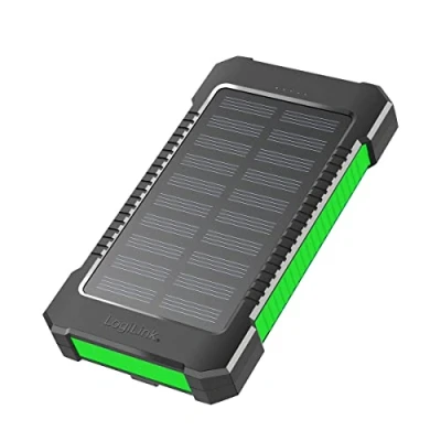 Image de Powerbank Batterie Solaire 8000 mAh avec Lampe de Poche Charge simultanée 2 appareils (2 Ports USB Type A) Noir/Vert