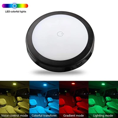 Image de Yifengshun Commande vocale Voiture LED Plafonnier Succion magnétique USB Universel Rechargeable pour l&#039;intérieur de Éclairage d&#039;ambiance à avec fonction mémoire (Sept Couleurs)
