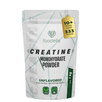 Image de Creatine monohydrate poudre 100% 1 kg / 333 doses créatine Non aromatisée Augmentation des performances physiques et de la force musculaire Comprend un distributeur Haute solubilité
