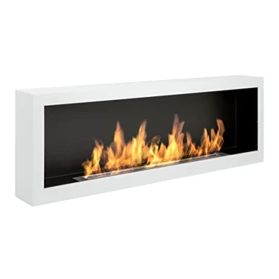 Image de Cheminée Bio S Line Box 120 cm au bioéthanol 1200 mm Blanc Mat. BioCheminée Murale. avec côtés montés.