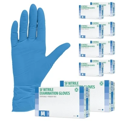 Image de gants en nitrile 1000 pièces 10 boites (M, Bleu) d&#039;examen jetables, sans poudre, latex, non stériles, cuisine sanitaire, de nettoyage, médicaux, tatouage, à usage unique