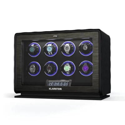 Image de KLARSTEIN LuminousTime Remontoir de Montre Automatique Boite à pour 8 Montres, Moteur Silencieux, écran Tactile LCD, 20 réglages TPD, éclairage LED &amp; RVB