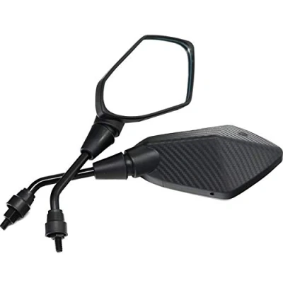 Image de Mota Rétroviseurs Imitation Fibre De Carbone 3D Mat Universel Latéraux Pour Moto Quad Scooter Tige Filetée M10 Miroir Noir