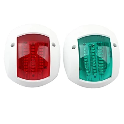 Image de EBTOOLS pour batterie Feux de navigation feu LED bateaux, paire lampe signalisation sphérique rouge vert lumière bateau étan