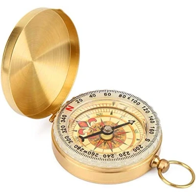 Image de Mitening Boussole Poche en Laiton, Ancienne, de Waterproof Portable Lumière Nocturne Compas Extérieur Plein Air pour Voyage, Randonné, Exploration, Camping, Marche, Escalade