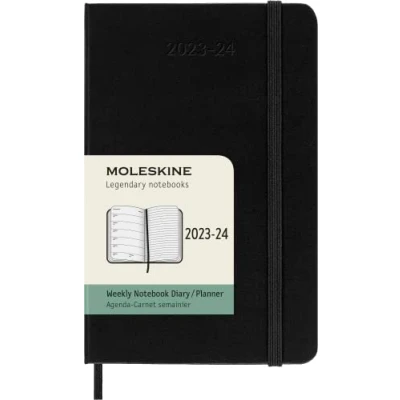 Image de Moleskine Weekly Planner 2023 2024 Diary 2024, 18 Months Horizontal, Hard Cover, Large Format 9 x 14 cm, Color Black