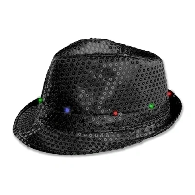 Image de Chapeau Fedora à LED clignotante The Glowhouse Taille unique (Noir)