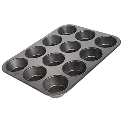 Image de wenco Lot de 12 moules à muffins antiadhésifs Passe au lave vaisselle En acier carbone Pour Résistant la chaleur jusqu&#039;à 220 C Noir