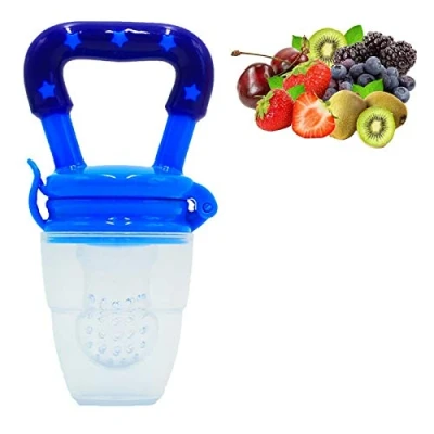 Image de Tetine a Fruit,Tetine Grignoteuse Bebe,Grignoteuse Bébé, Sucette Fruit pour Bebe,Sucette 3 à 24 mois sans BPA (Bleu, L)