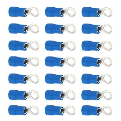 Image de Mintice 100 bleu anneau en cuivre connecteur terminal isolé 14 16 Ga fil à sertir kit de câble électrique outil rapide M4