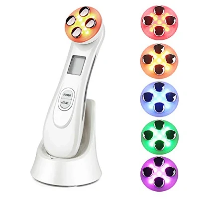 Image de Dispositif de Beauté Ultrasonique, 5 in 1 Multifonctionnel Faciale, 6 Modes Appareil Massage Mésothérapie Machine LED