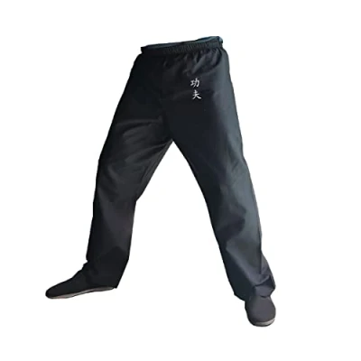 Image de TA0 Pantalon Kung Fu Arts Martiaux Noir Kimono Homme et Femme Coton 100% (Kung Fu, Noir, M)