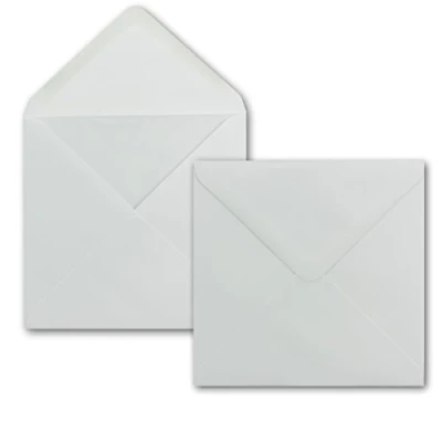 Image de Lot de 50 enveloppes carrées 15 x cm Blanc 100 g/m² fermeture par humidification avec rabat pointu Pour occasions spéciales
