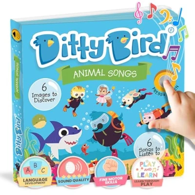 Image de Découvrez Le Livre sonore réaliste Ditty Bird sur Les Animaux. Interactif, sensoriel et Musical, idéal pour Tout Petits de 1 à 3 Ans. Robuste Jouet Baby Shark.