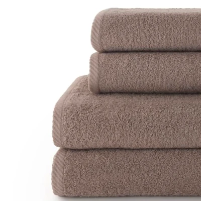 Image de Top Towel Plus Lot de 2 Serviettes Toilette et Bain ou Douche 100% Coton 400 g/m² Vison