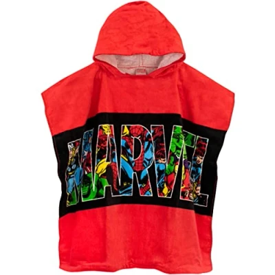 Image de Marvel Poncho De Bain Serviette Enfant Avenger Garçon Spiderman à Capuche Hulk Taille Unique Rouge