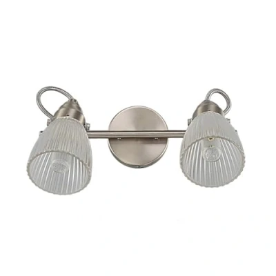 Image de Lindby Applique Murale Kara à intensité variable (Moderne) en Gris Verre e. a. pour salle de bain (à 2 lampes, G9), Luminaire bain, Lampe WC