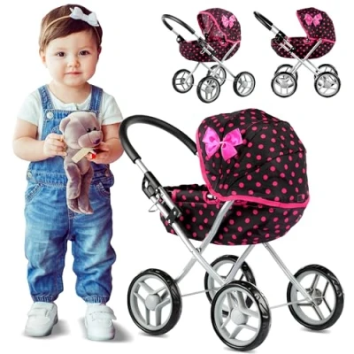 Image de Poussette jouet kinderplay kp0260g poignée hauteur de 54 cm roues en mousse lavable machine