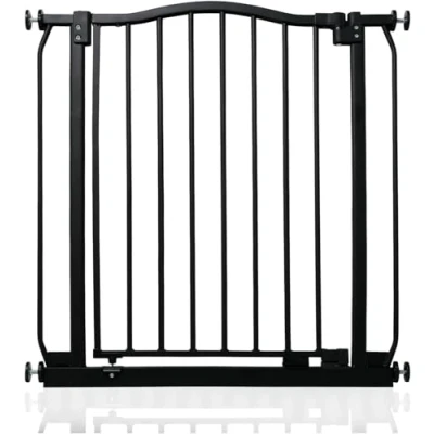 Image de Safetots Barrière de Sécurité Supérieure avec Sommet Courbé, 71cm 80cm, Noir Mat, à Pression pour Escaliers, Bébés Portes, Couloirs et Espaces