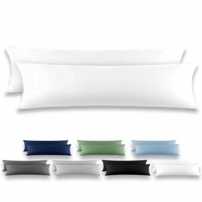 Image de REDKEY Taie de Traversin 40x145 Blanc Lot 2 Taies d&#039;Oreillers 40 x 145 Carré en Microfibre Brossée, Housse Oreiller Coussin avec sa Fermeture à Rabat (sans Éclair)