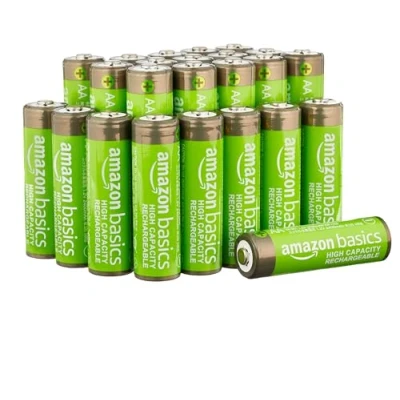 Image de Amazon Basics Piles Rechargeables AA NiMh Haute Capacité, 2400 mAh, pré chargées Lot de 24