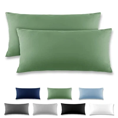 Image de REDKEY Taie Oreiller 40x80 Herbe Verte Lot de 2 Taies d&#039;Oreillers 40 x 80 Carré en Microfibre Brossée, Housse Coussin avec sa Fermeture à Rabat (sans Éclair)