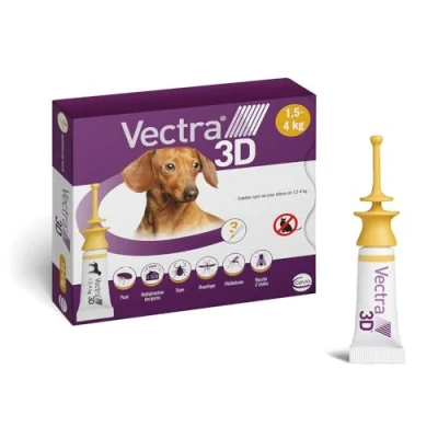 Image de Vectra® 3D Solution Spot on pour Chiens de 1,54 kg 3 pipettes