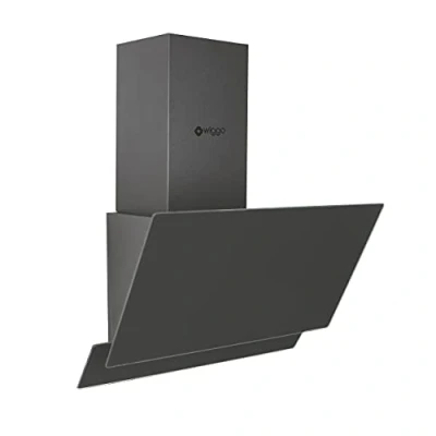 Image de Wiggo Hotte aspirante 50 cm sans tête I évacuation d&#039;air recirculation 300 m3/h Écran tactile LED 3 niveaux inclinée filtre à graisse &amp; 2 filtres charbon parties avant en verre gris