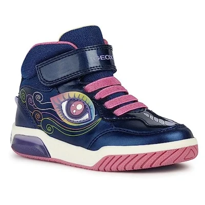 Image de Geox INEK GIRL Light UP Baskets montantes navy/multicoloured pour enfants, Taille: 34, Navy/multi coloured Imitation cuir/textile