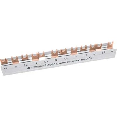 Image de Hager KDN451D Phasenschiene 3P+N Gabel 16mm² 80A 12M