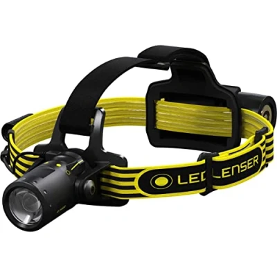 Image de Lampe frontale LED solide pour atelier Ledlenser iLH8R, rechargeable batterie lithium, protection contre les explosions zone ATEX 2/22, 300lm, IP68, portée de 160m, et station charge