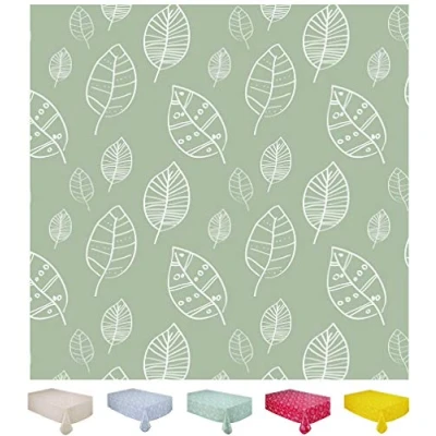 Image de Home Direct Nappe Toile cirée PVC Rectangulaire 140 x 240 cm Feuilles Vert Sauge