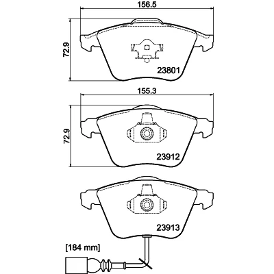 Image de HELLA 8DB 355 010 351 Jeu de plaquettes frein avec contact du palpeur d&#039;usure intégré VOLKSWAGEN: Golf 5, Passat B6 Variant, Berline