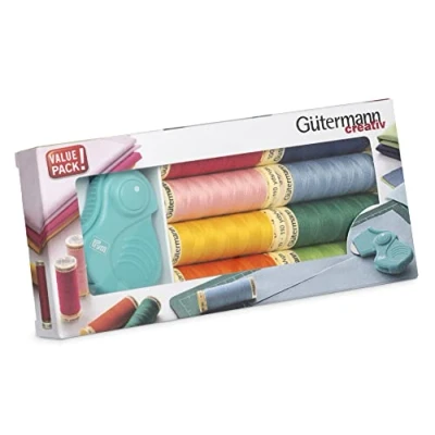 Image de Gütermann creativ set de fil à Coudre 8 bobines Pour Tout 100 m dans plusieurs coloris + un Couteau rotatif pliant PRYM.