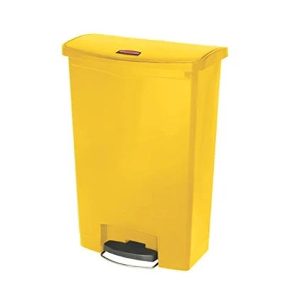 Image de Rubbermaid Commercial Products 1883575 Slim Jim Step On collecteur à pédale en résine version large 50L Jaune